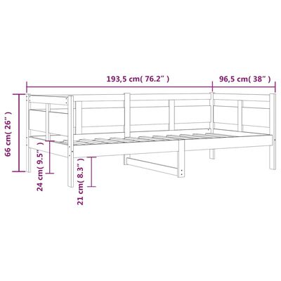 vidaXL Dnevni ležaj od masivne borovine smeđa boja meda 90 x 190 cm