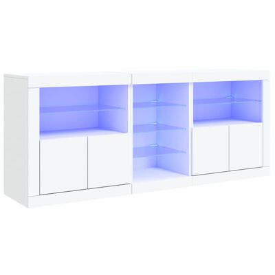 vidaXL Komoda s LED svjetlima bijela 162 x 37 x 67 cm