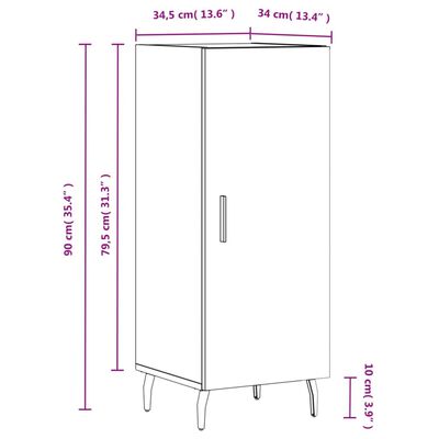 vidaXL Komoda sjajna bijela 34,5 x 34 x 90 cm od konstruiranog drva