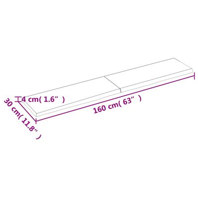 vidaXL Zidna polica 160x30x(2-4) cm neobrađena masivna hrastovina