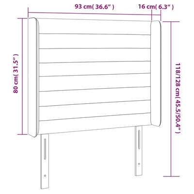 vidaXL LED uzglavlje svjetlosivo 93 x 16 x 118/128 cm baršunasto