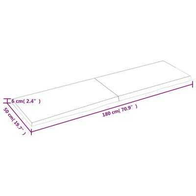 vidaXL Zidna polica svjetlosmeđa 180x50x(2-6) cm obrađena hrastovina