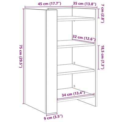 vidaXL Komoda boja hrasta sonome 45x35x75 cm od konstruiranog drva