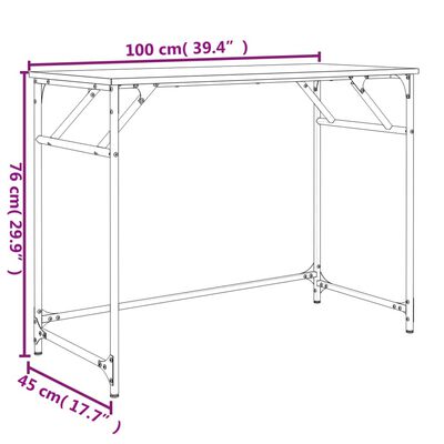 vidaXL Radni stol boja hrasta 100x45x76 cm konstruirano drvo i čelik