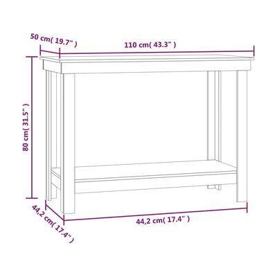 vidaXL Radni stol 110x50x80 cm od masivne borovine