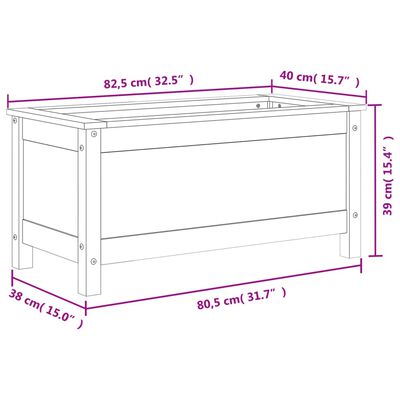 vidaXL Vrtna sadilica siva 82,5 x 40 x 39 cm od masivne borovine