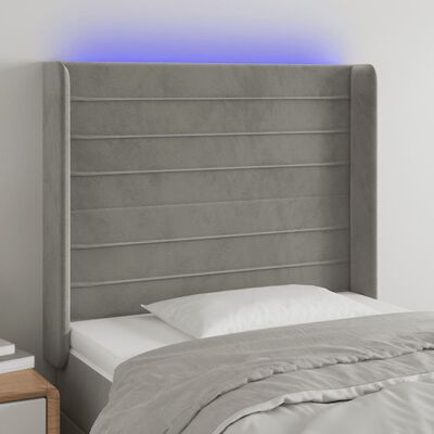 vidaXL LED uzglavlje svjetlosivo 93 x 16 x 118/128 cm baršunasto