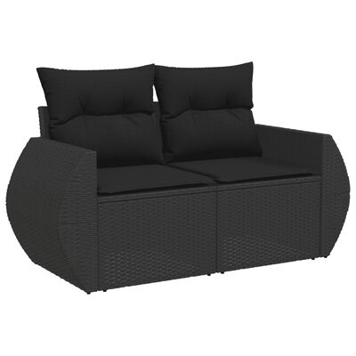 vidaXL 8-dijelni set vrtnih sofa od poliratana s jastucima crni