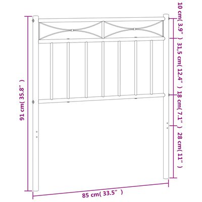 vidaXL Metalno uzglavlje crno 80 cm