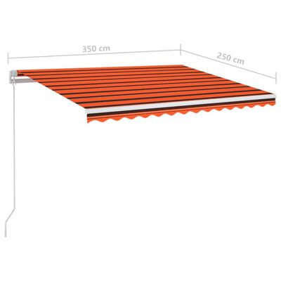 vidaXL Tenda na ručno uvlačenje LED 350 x 250 cm narančasto-smeđa