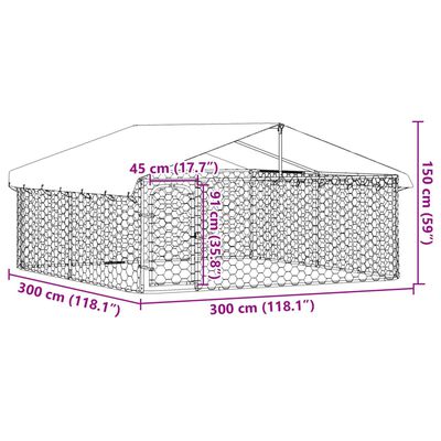 vidaXL Vanjski kavez za pse s krovom 300 x 300 x 150 cm