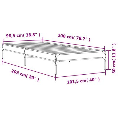 vidaXL Okvir za krevet boja hrasta 120x200cm konstruirano drvo i metal