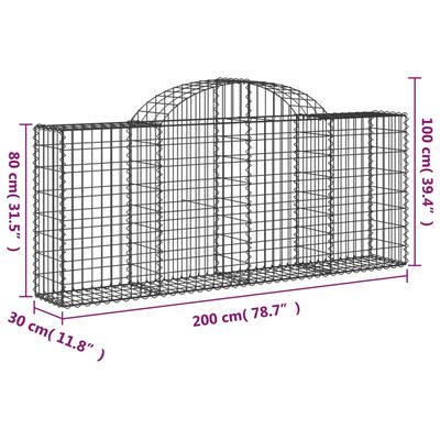 vidaXL Lučne gabionske košare 11 kom 200x30x80/100cm pocinčano željezo