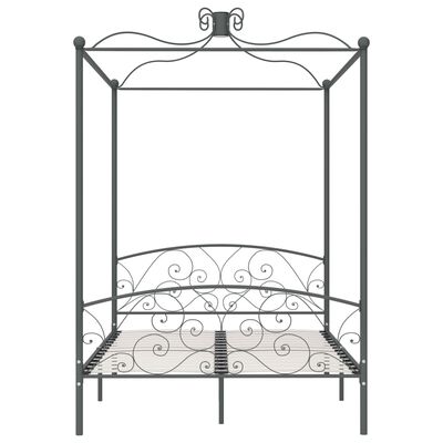 vidaXL Okvir za krevet s nadstrešnicom sivi metalni 120 x 200 cm