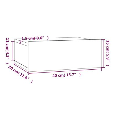 vidaXL Viseći noćni ormarić boja dimljenog hrasta 40x30x15 cm drveni