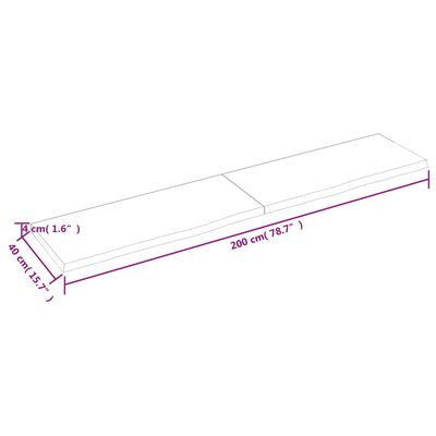 vidaXL Zidna polica tamnosmeđa 200x40x(2-4) cm od obrađene hrastovine