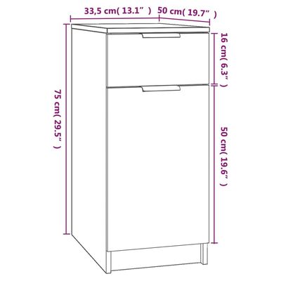 vidaXL Ormarić za radni stol bijeli 33,5x50x75 cm konstruirano drvo