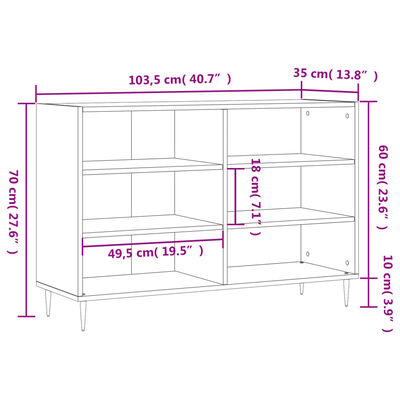 vidaXL Komoda bijela 103,5 x 35 x 70 cm od konstruiranog drva