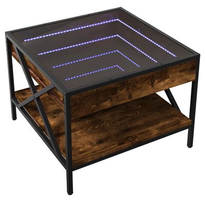 vidaXL Stolić s beskonačnim LED svjetlima boja hrasta 50x50x38 cm