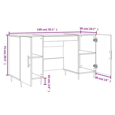 vidaXL Radni stol boja hrasta sonome 140x50x75 cm konstruirano drvo