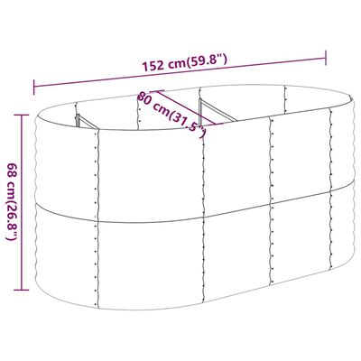 vidaXL Povišena vrtna gredica od čelika 152x80x68 cm zelena