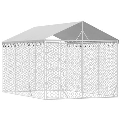 vidaXL Vanjski kavez za pse s krovom srebrni 3 x 4,5 x 2,5 m čelični