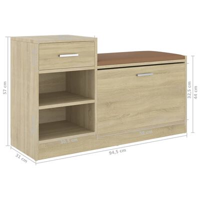 vidaXL Klupa za cipele boja hrasta sonome 94,5 x 31 x 57 cm od iverice