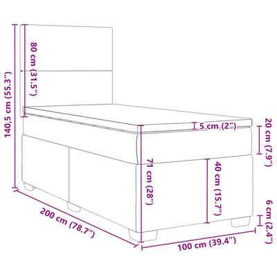 vidaXL Krevet s oprugama i madracem smeđesivi 100 x 200 cm od tkanine