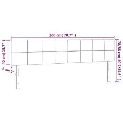 vidaXL Uzglavlja 2 kom tamnosiva 100x5x78/88 cm baršunasta