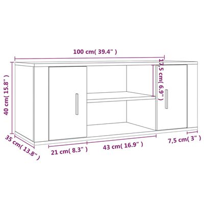 vidaXL TV ormarić crni 100 x 35 x 40 cm od konstruiranog drva