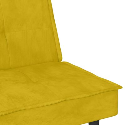 vidaXL Kauč na razvlačenje s držačima za čaše žuti baršunasti