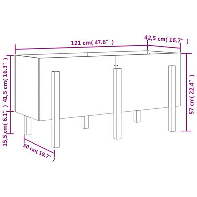 vidaXL Povišena vrtna gredica boja meda 121x50x57 cm masivna borovina