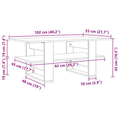 vidaXL Stolić za kavu boja hrasta 102x55x42 cm konstruirano drvo