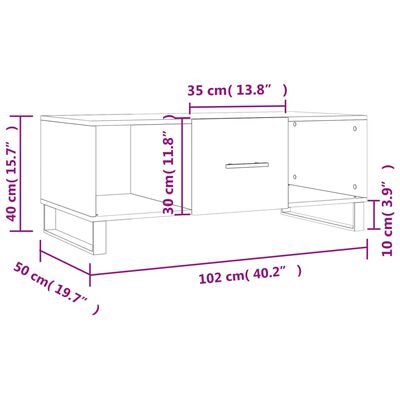 vidaXL Stolić za kavu sjajni bijeli 102 x 50 x 40 cm konstruirano drvo