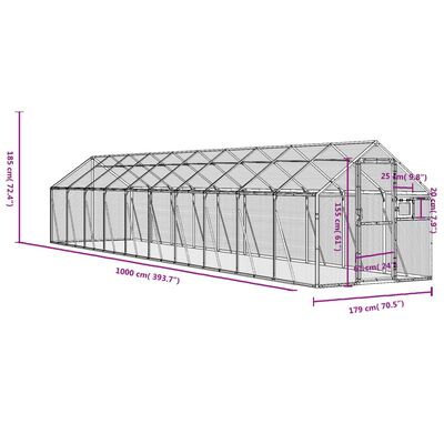 vidaXL Kavez za ptice srebrni 1,79x10x1,85 m aluminijski