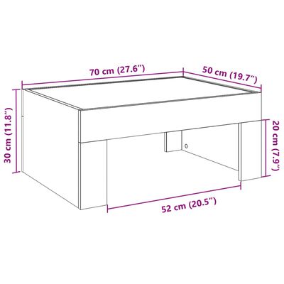 vidaXL Stolić s beskonačnim LED svjetlima boja hrasta 70x50x30 cm