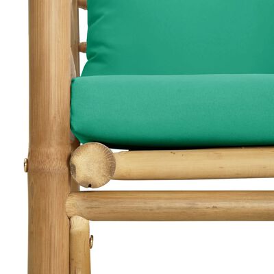 vidaXL Vrtna sofa od bambusa sa zelenim jastucima
