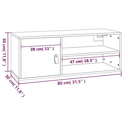 vidaXL Zidni ormarić crni 80 x 30 x 30 cm od masivne borovine