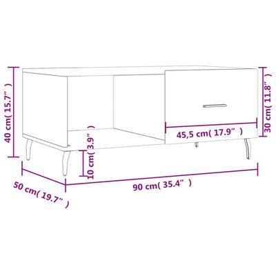 vidaXL Stolić za kavu bijeli 90 x 50 x 40 cm od konstruiranog drva