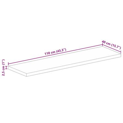 vidaXL Ploča za stol 110x40x2,5 cm pravokutna masivno obnovljeno drvo