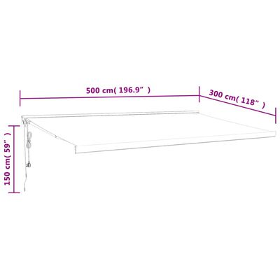 vidaXL Tenda na uvlačenje žuto-bijela 5 x 3 m od tkanine i aluminija