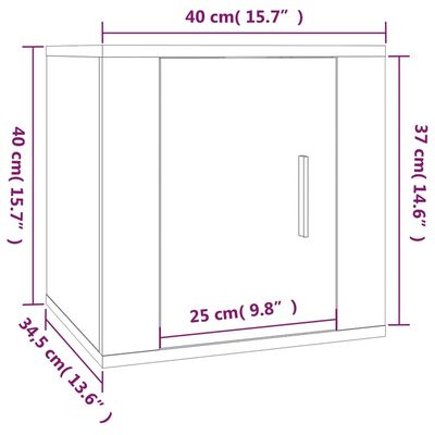 vidaXL Zidni TV ormarić bijeli visokog sjaja 40x34,5x40 cm