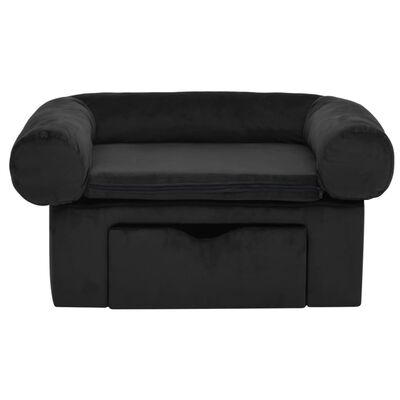 vidaXL Sofa za pse s ladicom crna 75 x 50 x 38 cm plišana