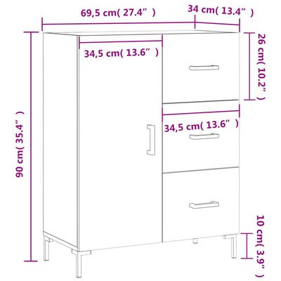 vidaXL Komoda boja smeđeg hrasta 69,5x34x90 cm od konstruiranog drva