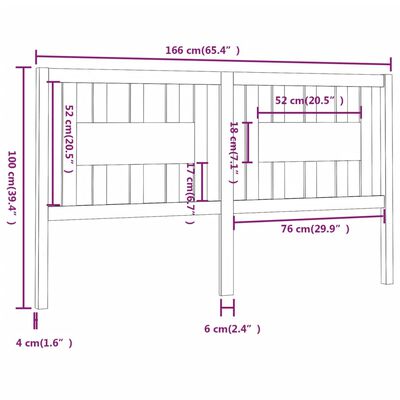 vidaXL Uzglavlje smeđa boja meda 166 x 4 x 100 cm masivna borovina