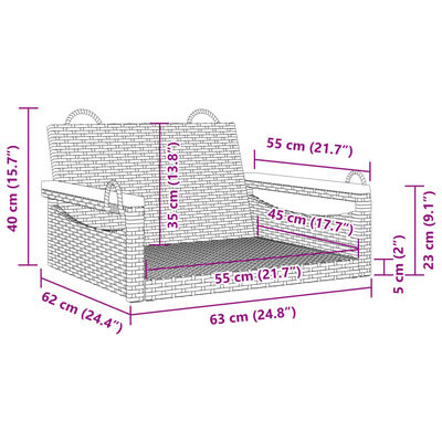 vidaXL Klupa za ljuljanje bež 63x62x40 cm od poliratana