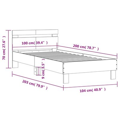 vidaXL Okvir za krevet s uzglavljem boja hrasta 100x200 cm drveni