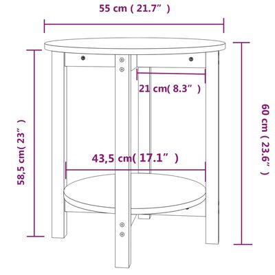 vidaXL Stolić za kavu sivi Ø 55x60 cm od masivne borovine