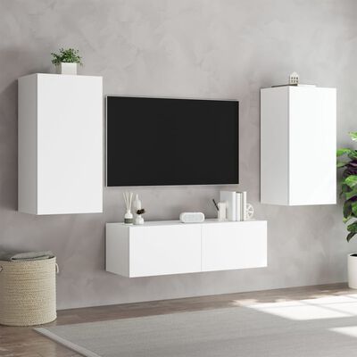 vidaXL 3-dijelni zidni TV ormarići s LED svjetlima bijeli