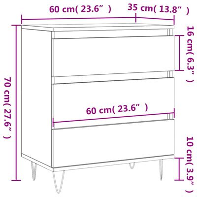 vidaXL Komoda sivog hrasta sonome 60x35x70 cm od konstruiranog drva